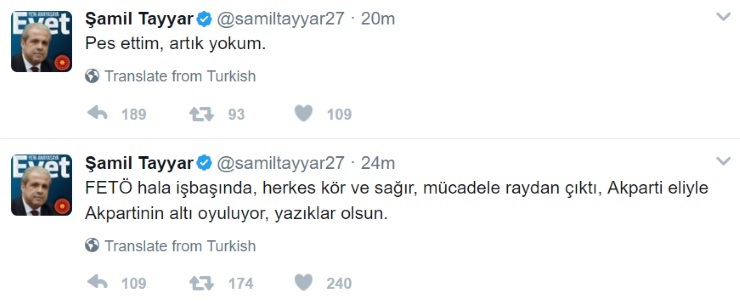 'Artık yokum' Diyen Şamil Tayyar için Sürpriz Karar