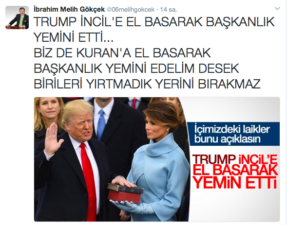 Gökçek: Kuran’a El Basarak Başkanlık Yemini Edelim Desek…