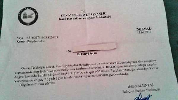 Belediye İşçisine Soruşturma: İftara Neden Gelmedin?