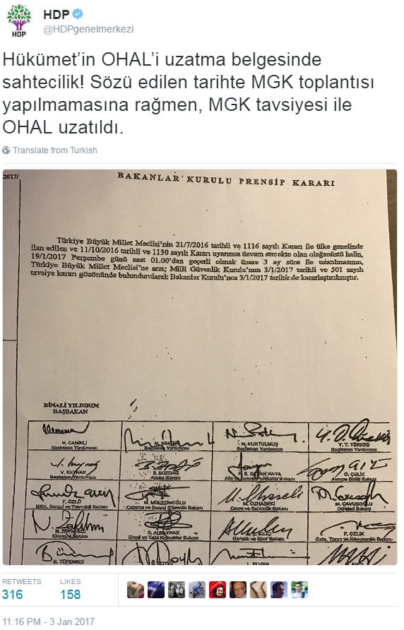 Hükümetin OHAL Tezkeresinde Sahtecilik!