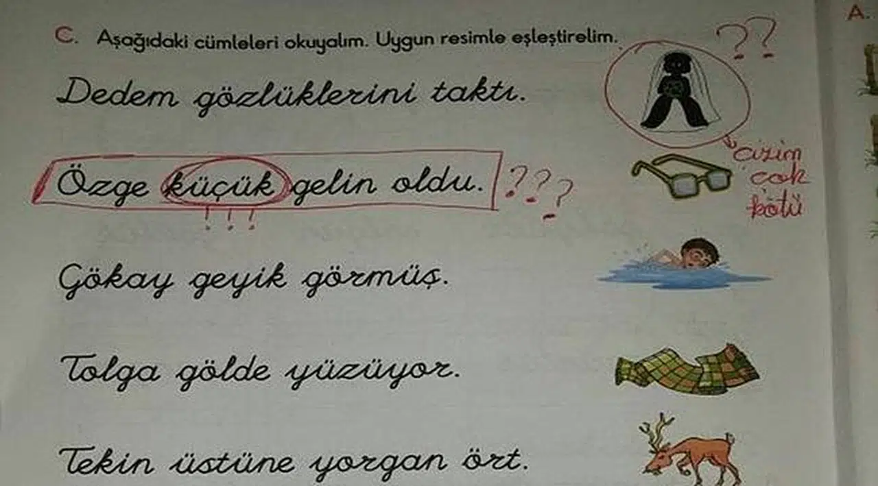 1. Sınıf Kitabına 'Çocuk Gelin' Girdi