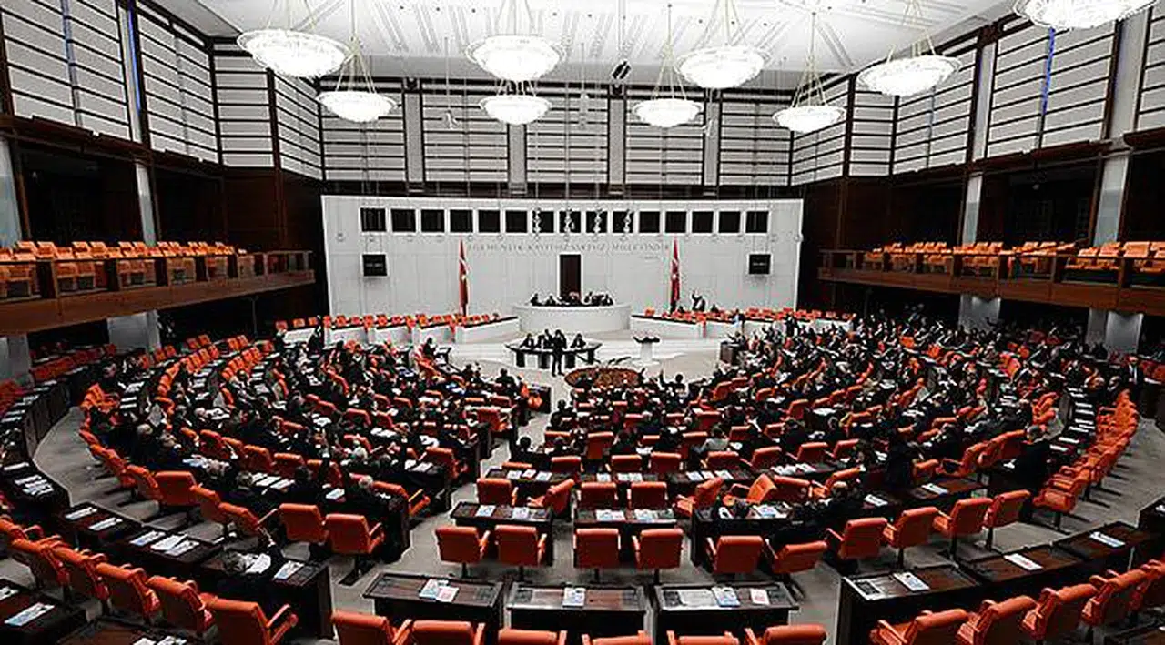 TBMM'de bütçe görüşmelerinde tartışma: DEM Partili vekillerin getirdikleri karikatür gerginlik yarattı, itişmeler yaşandı