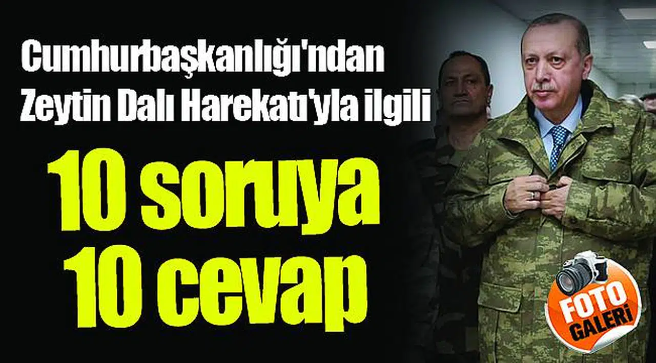 Cumhurbaşkanlığı'ndan Zeytin Dalı Harekatı'yla ilgili 10 soruya 10 cevap