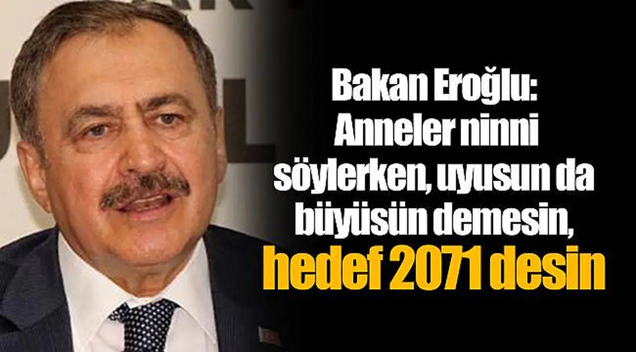 Bakan Eroğlu: Anneler ninni söylerken, uyusun da büyüsün demesin, hedef 2071 desin