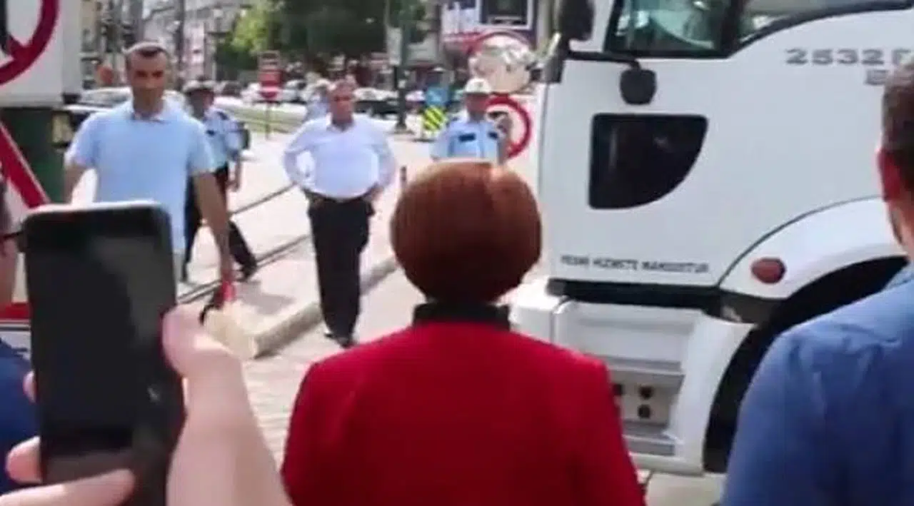 Meral Akşener'in konvoyunun önü çöp kamyonuyla kesildi!