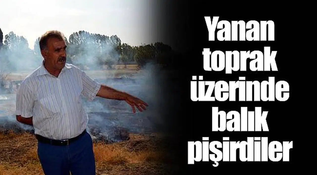 Yanan toprak üzerinde balık pişirdiler