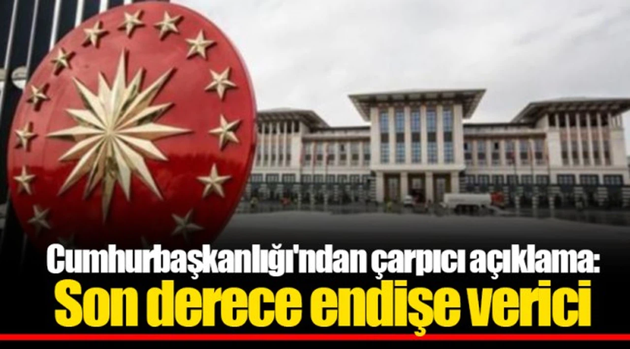 Cumhurbaşkanlığı'ndan çarpıcı açıklama: Son derece endişe verici