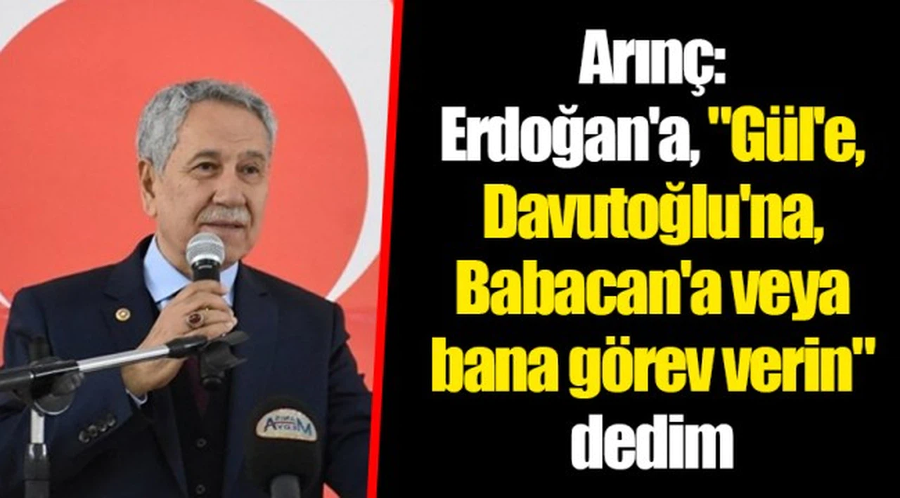 Arınç: Erdoğan'a, "Gül'e, Davutoğlu'na, Babacan'a veya bana görev verin" dedim