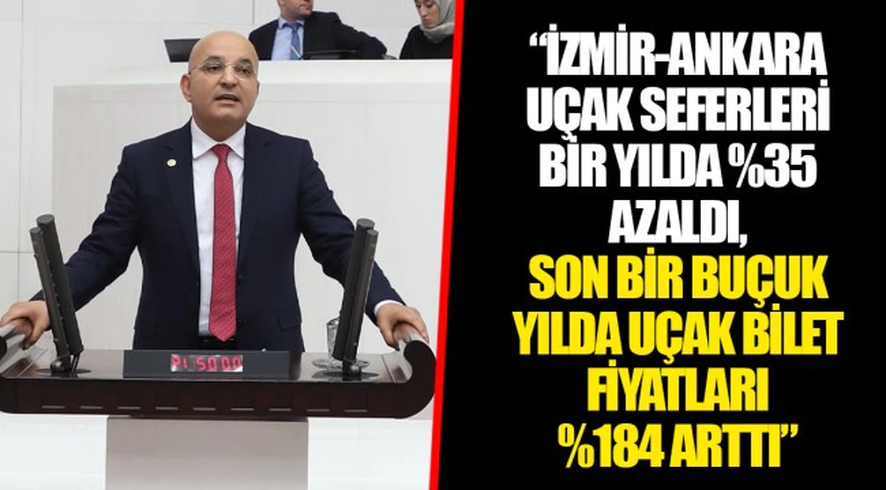 “İZMİR-ANKARA UÇAK SEFERLERİ BİR YILDA %35 AZALDI,SON BİR BUÇUK YILDA UÇAK BİLET FİYATLARI %184 ARTTI”