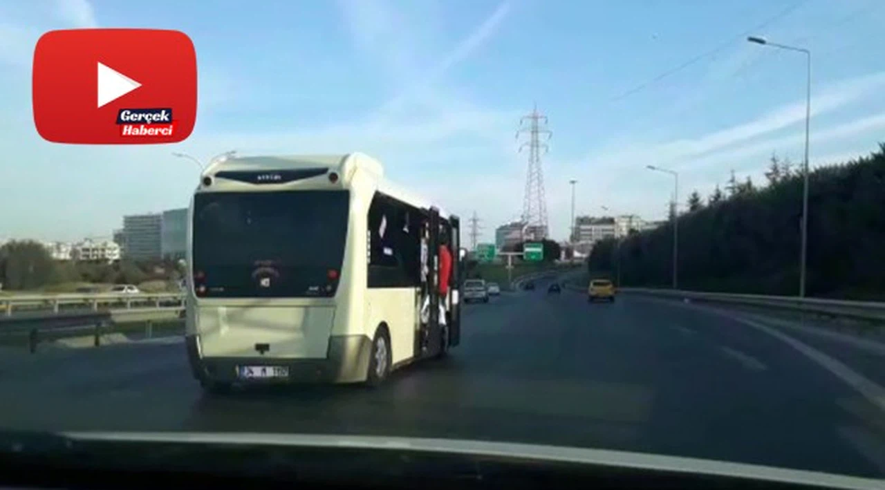 Minibüsteki tehlikeli yolculuk kamerada