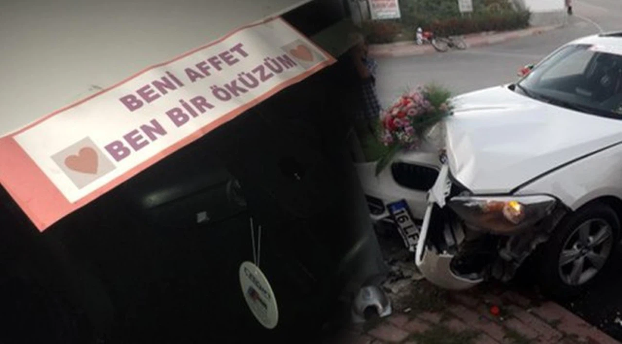 Sevgilisinin gönlünü almaya giderken kaza yaptı