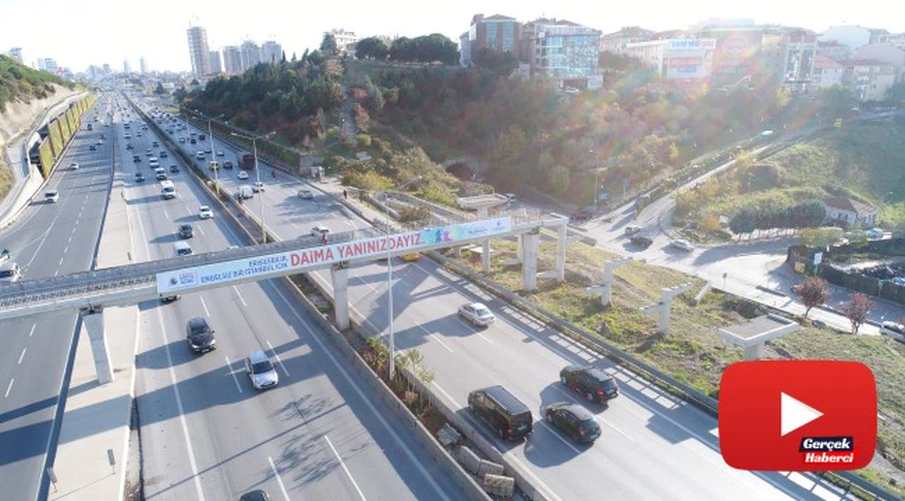 Engelli engelsiz üst geçit havadan görüntülendi