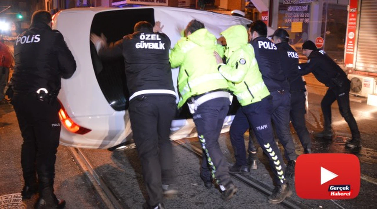 Dur ihtarına uymayarak kaçan otomobil takla atarak durabildi