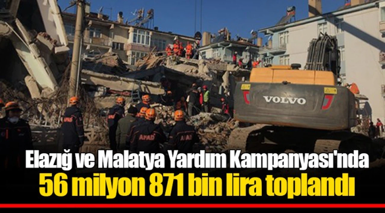 Elazığ ve Malatya Yardım Kampanyası'nda 56 milyon 871 bin lira toplandı