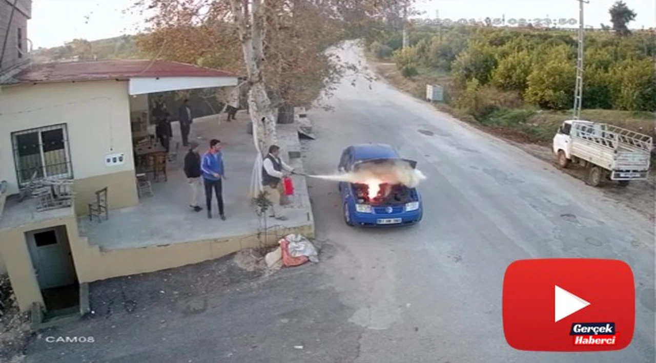 Isınması için çalışır halde bırakılan LPG'li otomobilde yangın