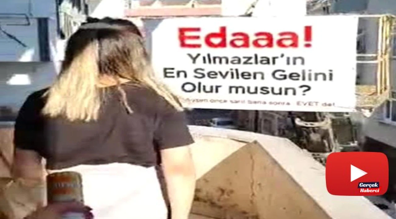 Vinç sepetinden sürpriz evlilik teklifi
