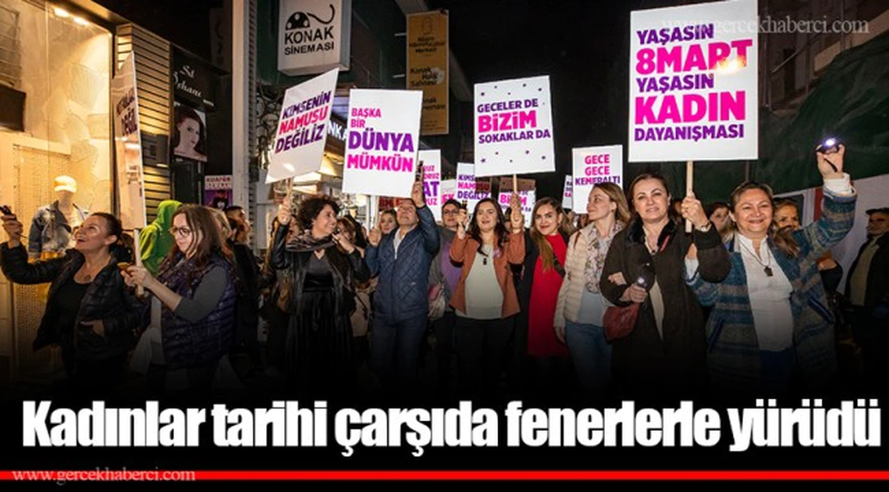 Kadınlar tarihi çarşıda fenerlerle yürüdü