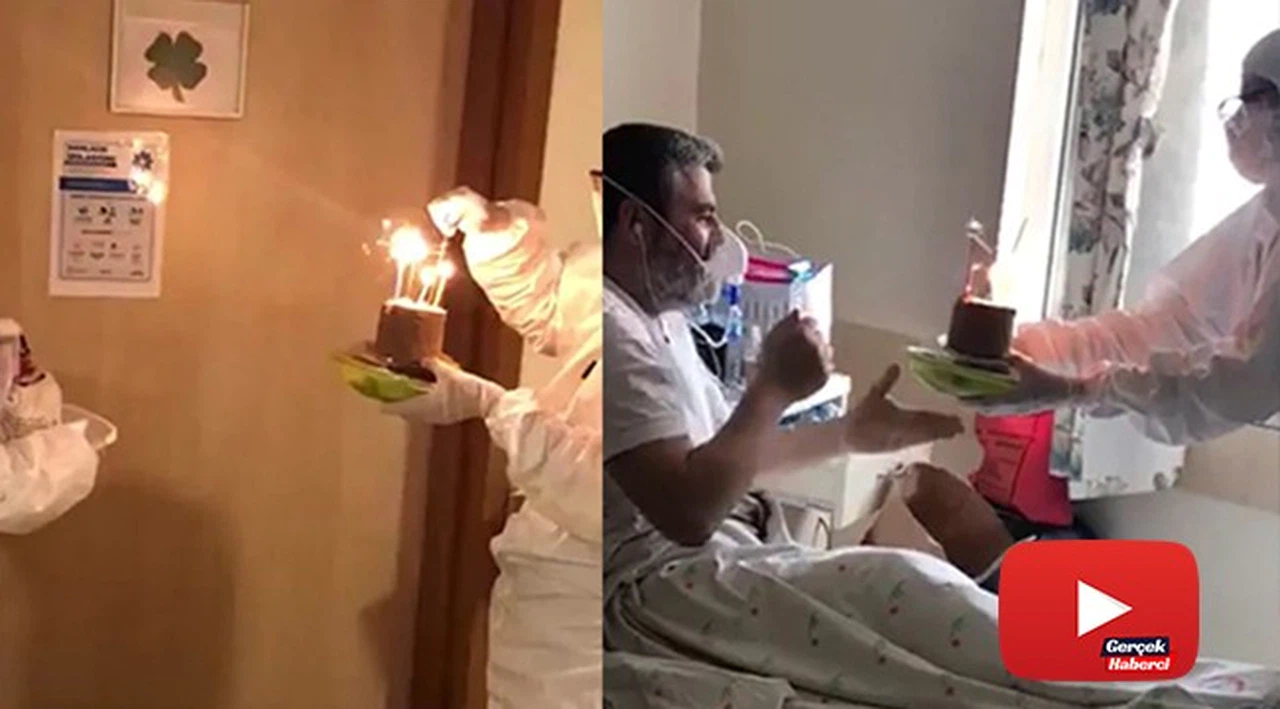 Doktorlardan korona virüs hastasına doğum günü sürprizi