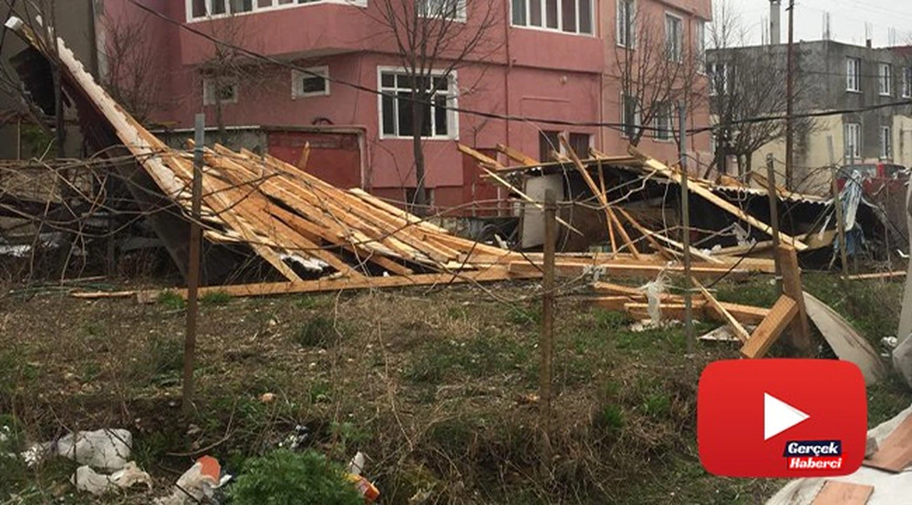 Fırtına hayatı felç etti: İşyerinin camları indi, çatılar uçtu