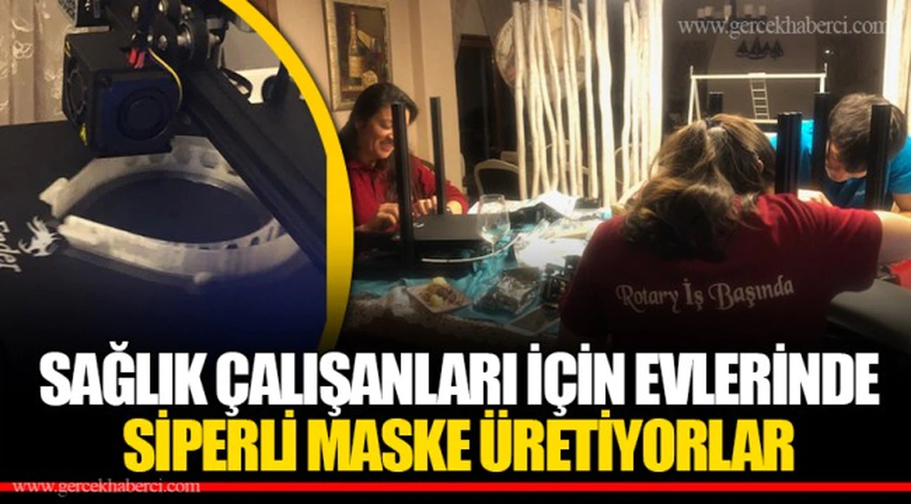 SAĞLIK ÇALIŞANLARI İÇİN EVLERİNDE SİPERLİ MASKE ÜRETİYORLAR