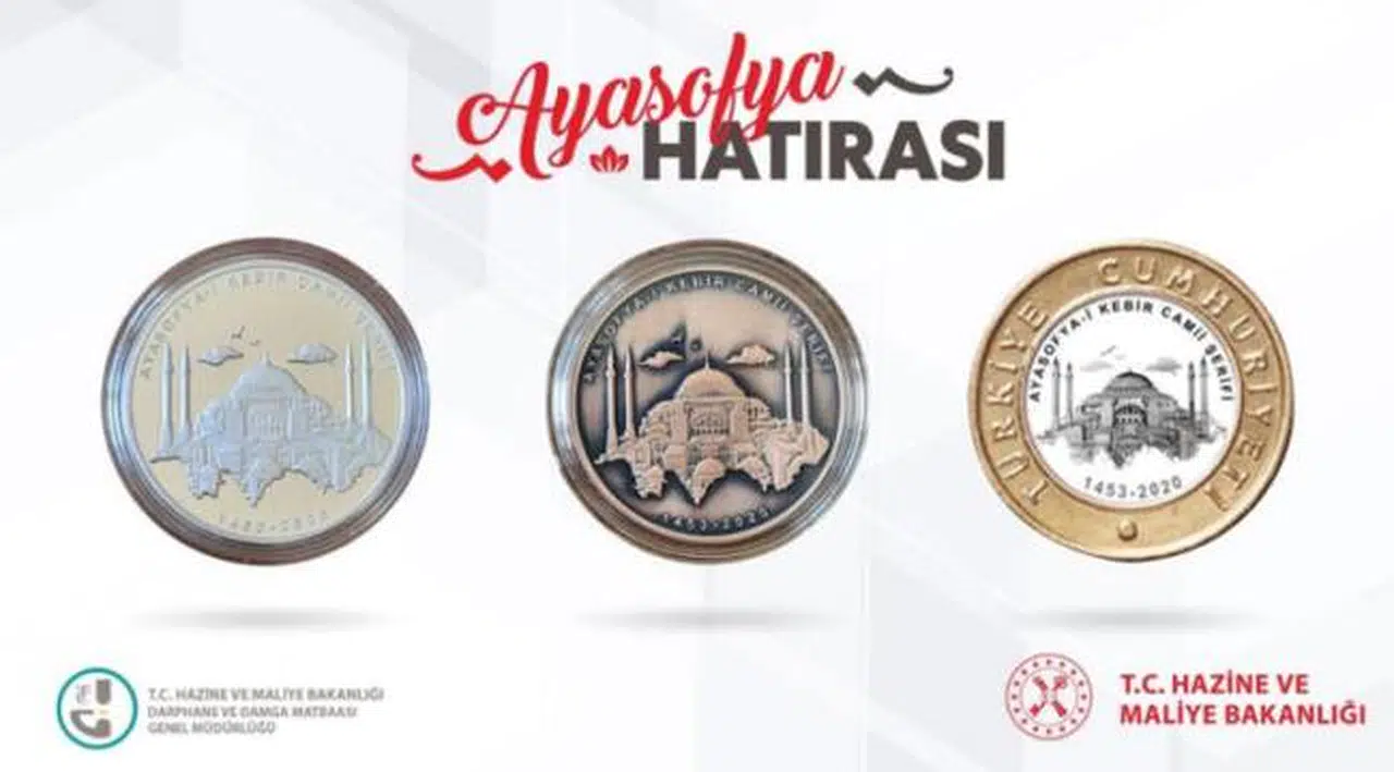 Bakan Albayrak paylaştı! İşte Ayasofya Camii için basılan özel para…
