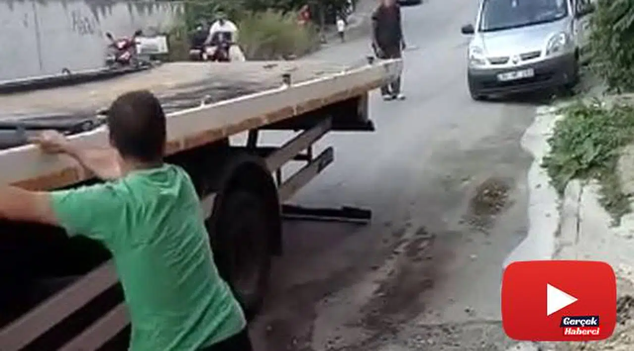 Çekicinin iş kazası... O anlar kamerada