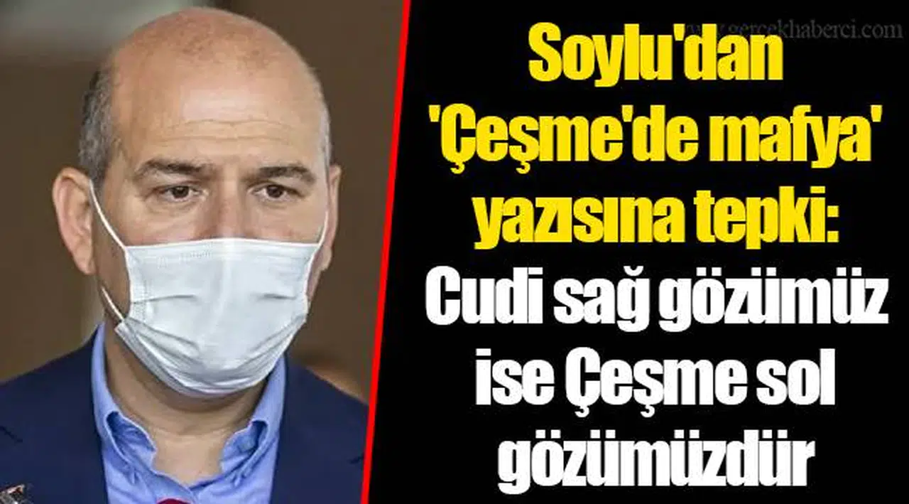 Soylu'dan 'Çeşme'de mafya' yazısına tepki: Cudi sağ gözümüz ise Çeşme sol gözümüzdür