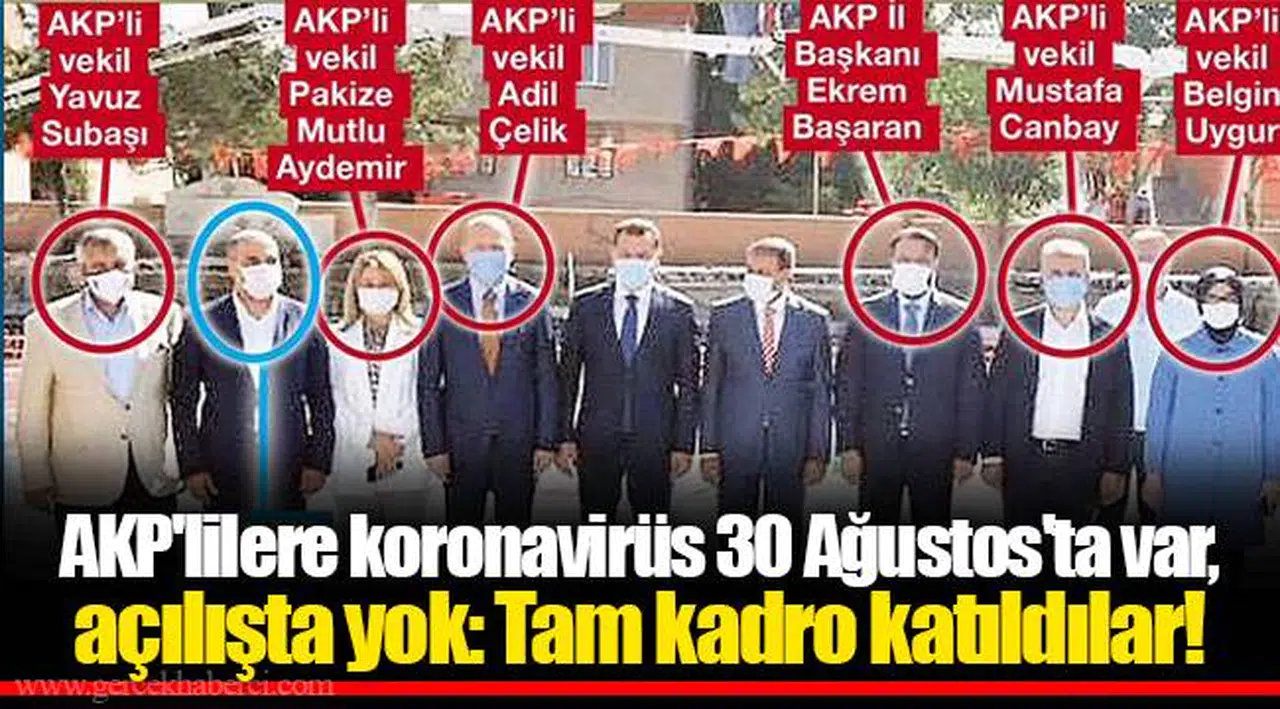 AKP'lilere koronavirüs 30 Ağustos'ta var, açılışta yok: Tam kadro katıldılar!