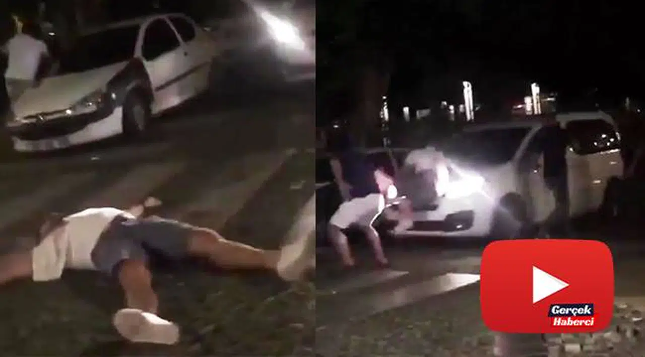 Kavga anında otomobil çarpan arkadaşlarına bile aldırış etmediler