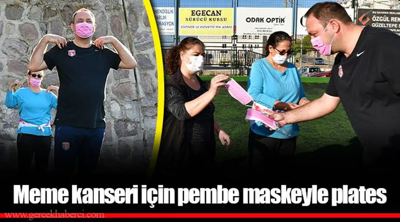 Meme kanseri için pembe maskeyle plates