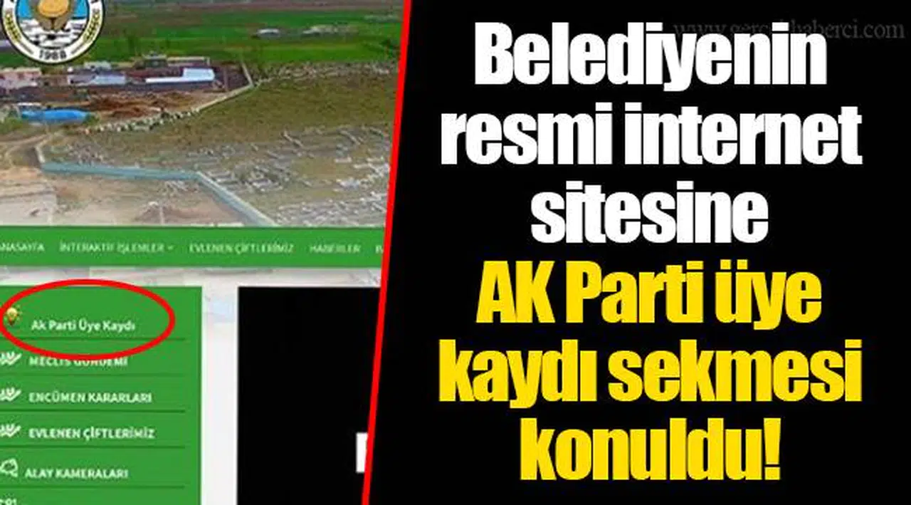 Belediyenin resmi internet sitesine AK Parti üye kaydı sekmesi konuldu!