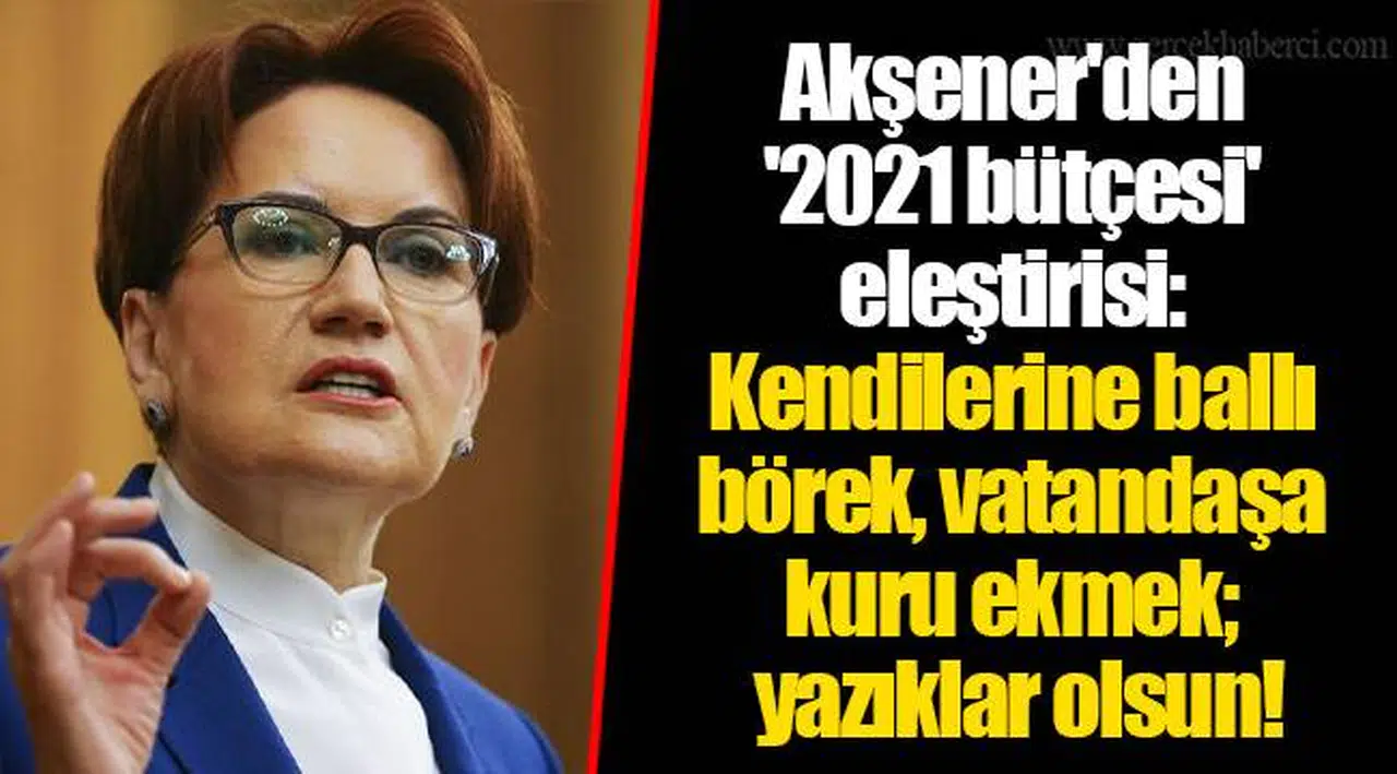 Akşener'den '2021 bütçesi' eleştirisi: Kendilerine ballı börek, vatandaşa kuru ekmek; yazıklar olsun!