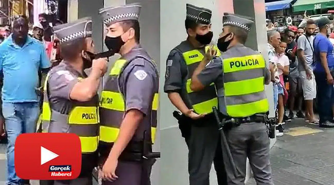 Brezilya'da askeri polis sokak ortasında meslektaşına silah çekti