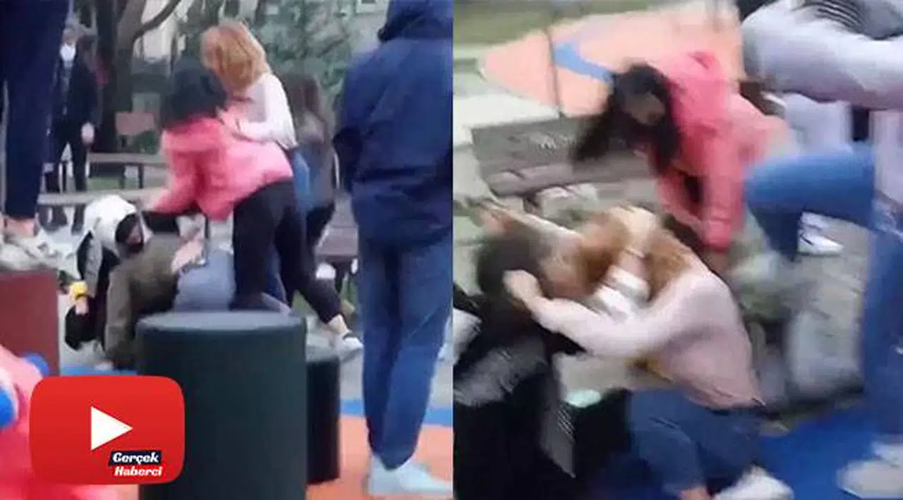 Ne maske ne mesafe...Kızlar saç saça baş başa böyle birbirine girdi