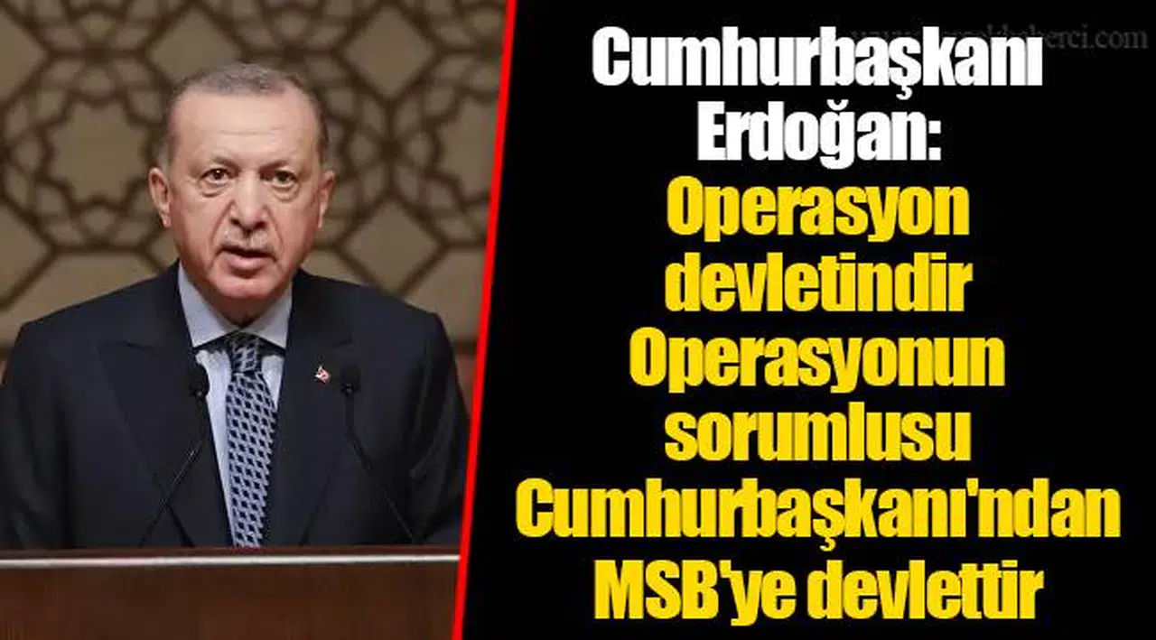 Cumhurbaşkanı Erdoğan: Operasyon devletindir. Operasyonun sorumlusu Cumhurbaşkanı'ndan MSB'ye devlettir