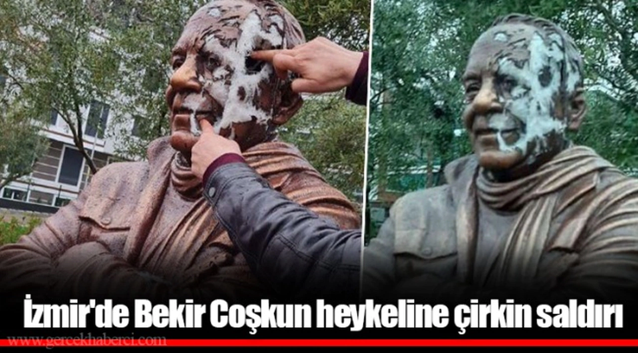 İzmir'de Bekir Coşkun heykeline çirkin saldırı