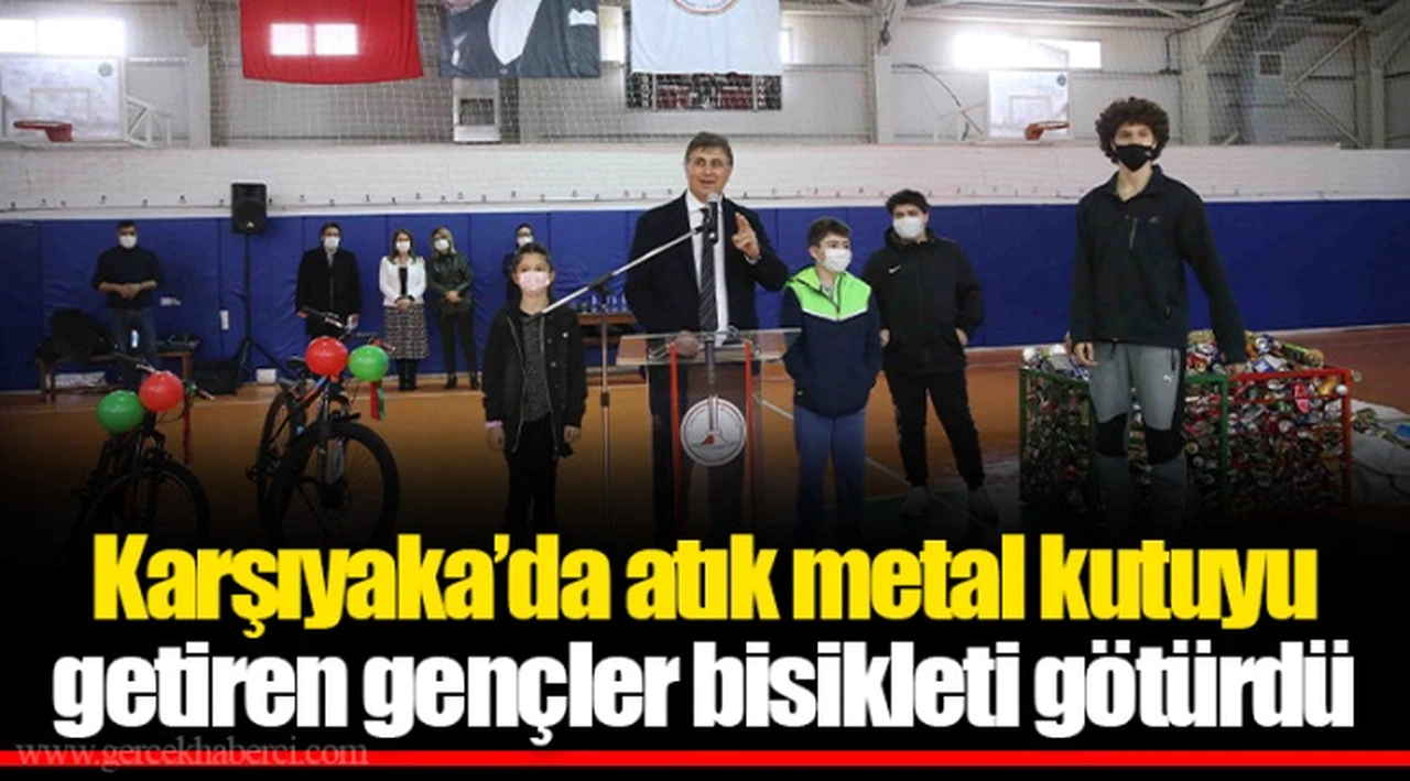Karşıyaka’da atık  metal kutuyu getiren gençler bisikleti götürdü