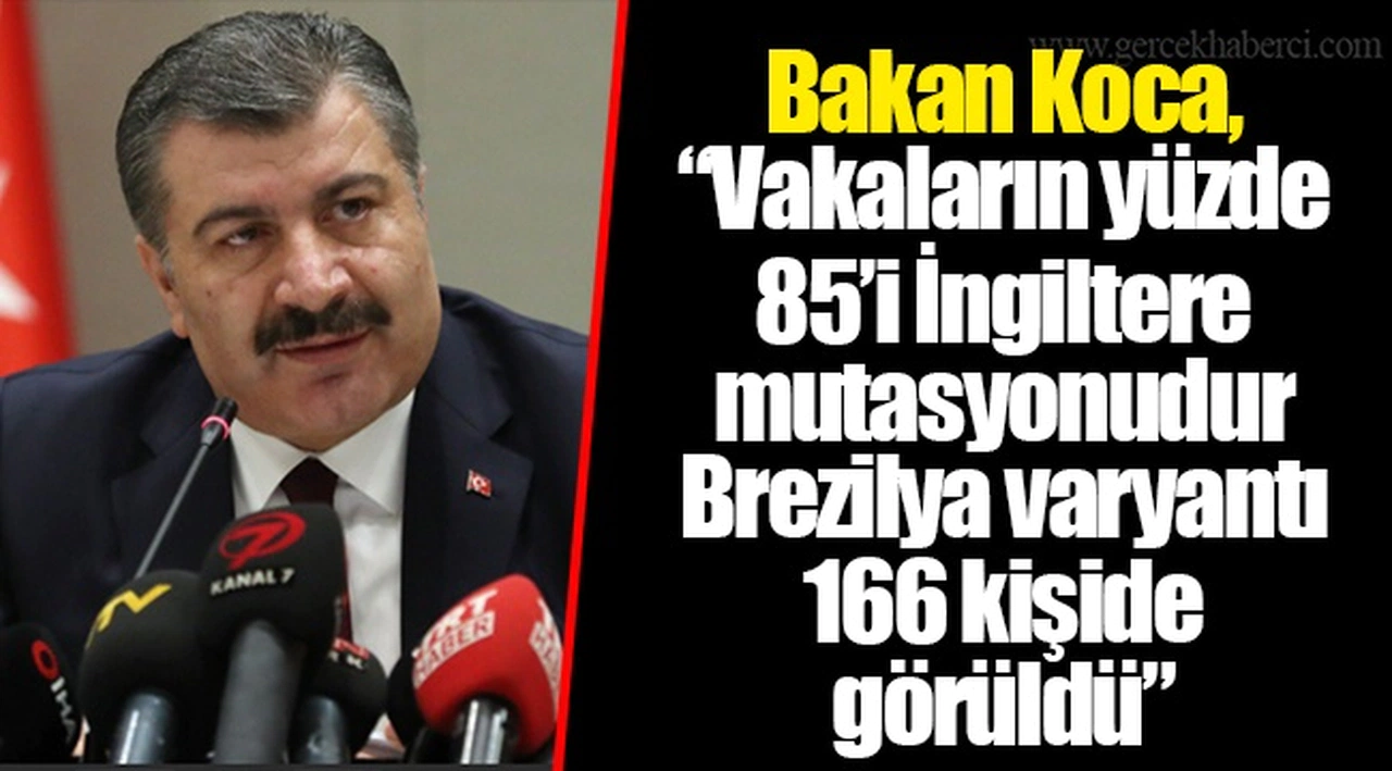 Bakan Koca, “Vakaların yüzde 85’i İngiltere mutasyonudur Brezilya varyantı 166 kişide görüldü”