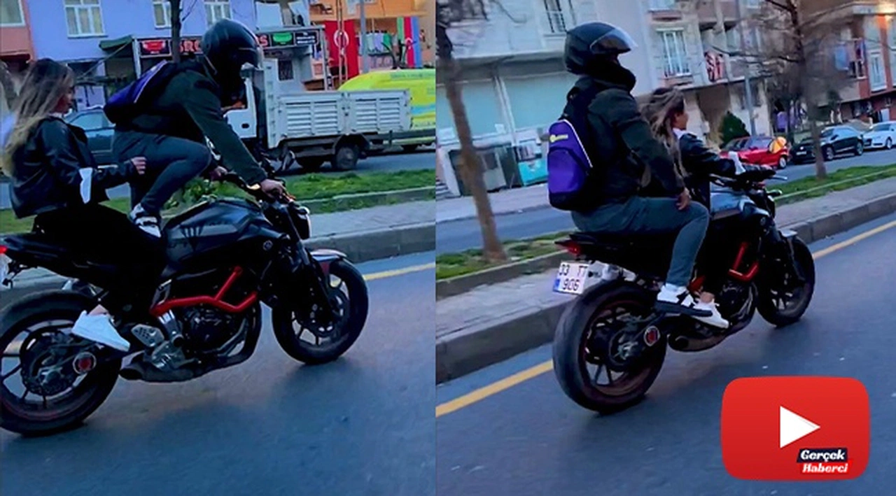 İstanbul trafiğinde “pes” dedirten görüntü: Kız arkadaşıyla motorda yer değiştirdi