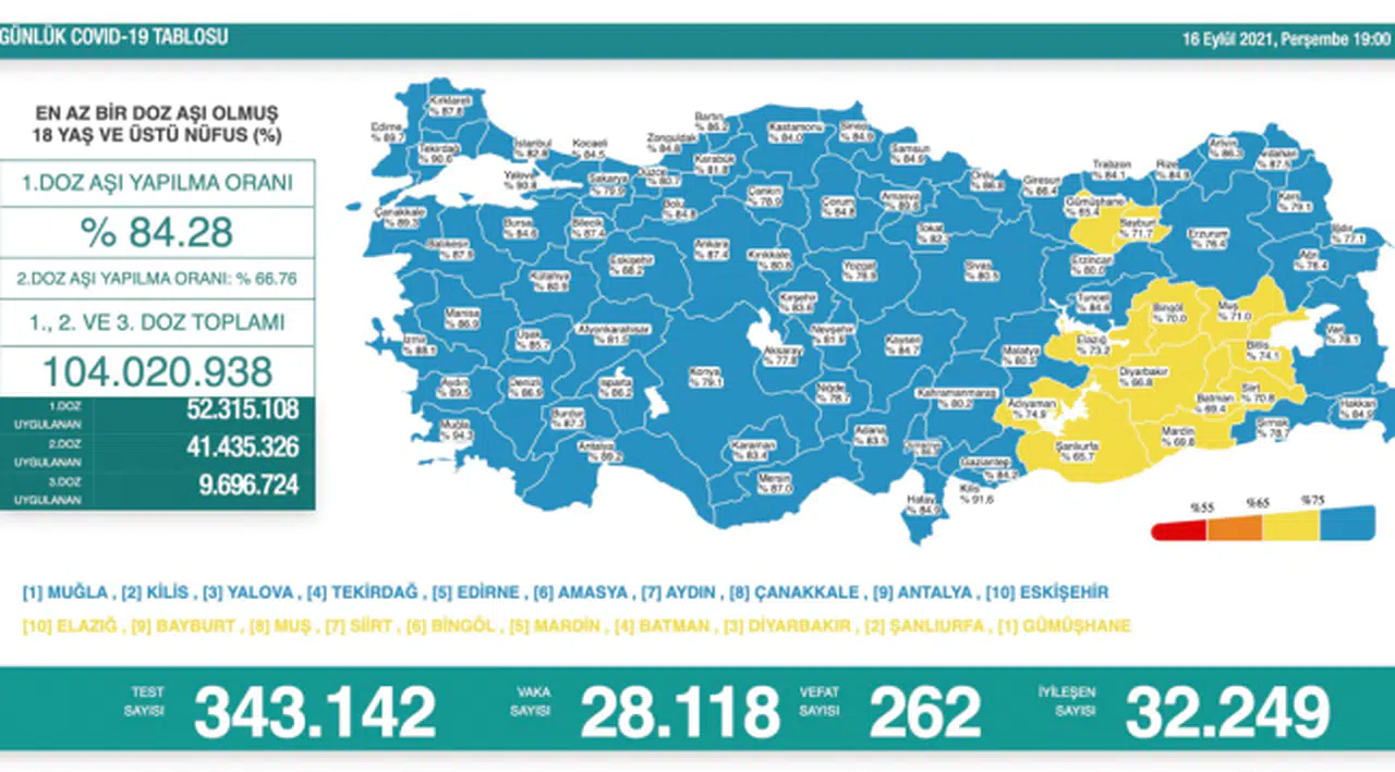 262 kişi daha hayatını kaybetti, 28 bin 118 yeni vaka tespit edildi