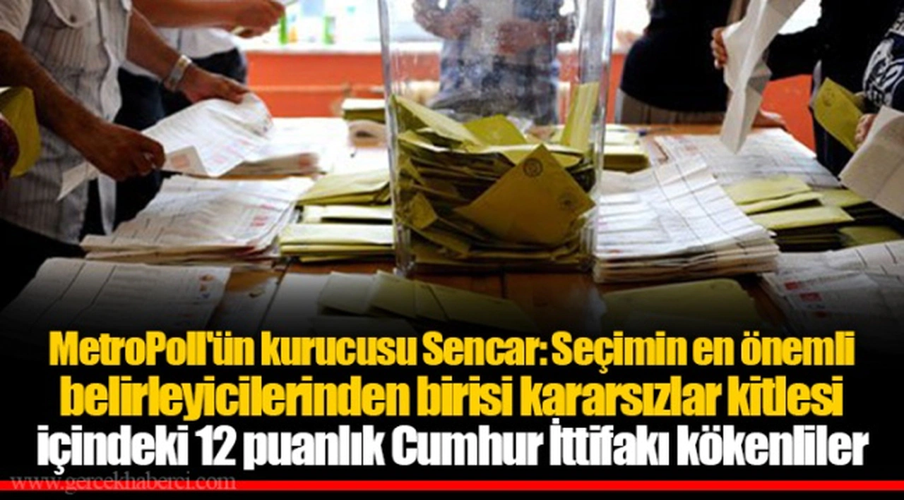 MetroPoll'ün kurucusu Sencar: Seçimin en önemli belirleyicilerinden birisi kararsızlar kitlesi içindeki 12 puanlık Cumhur İttifakı kökenliler