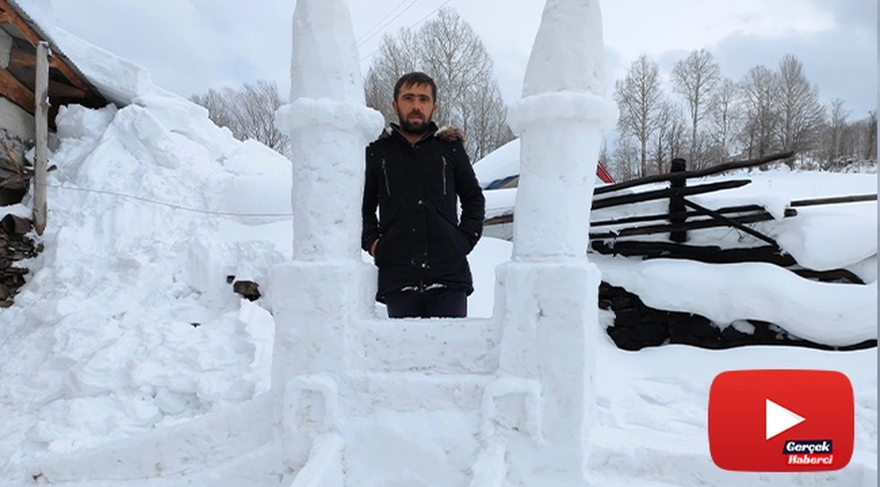 Gidemeyince kardan yaptı, özlemini böyle giderdi