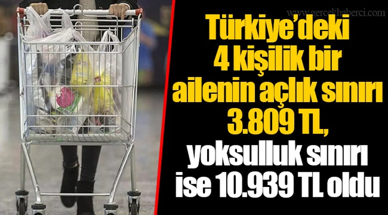 Türkiye’deki 4 kişilik bir ailenin açlık sınırı 3.809 TL, yoksulluk sınırı ise 10.939 TL oldu