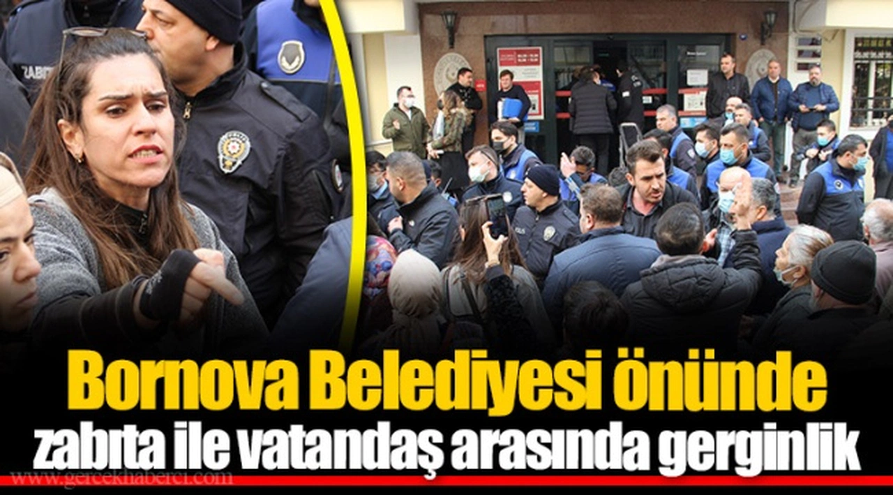 Bornova Belediyesi önünde zabıta ile vatandaş arasında gerginlik