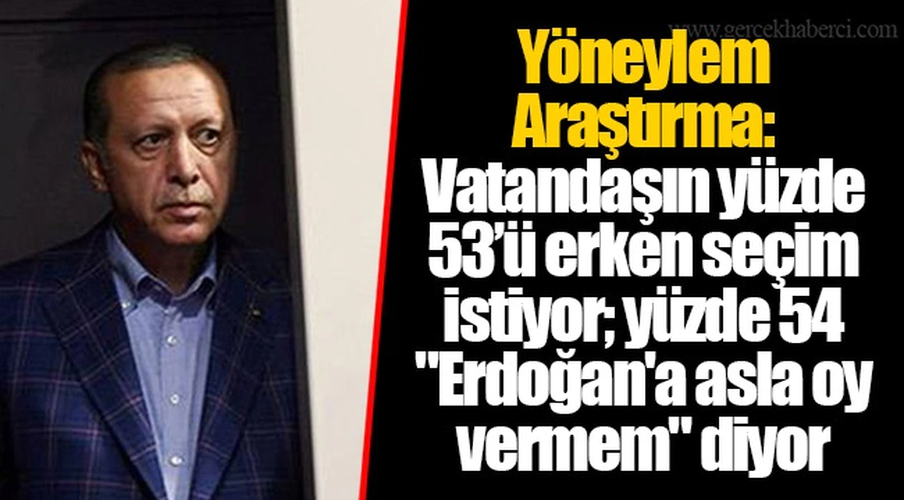 Yöneylem Araştırma: Vatandaşın yüzde 53’ü erken seçim istiyor; yüzde 54 "Erdoğan'a asla oy vermem" diyor