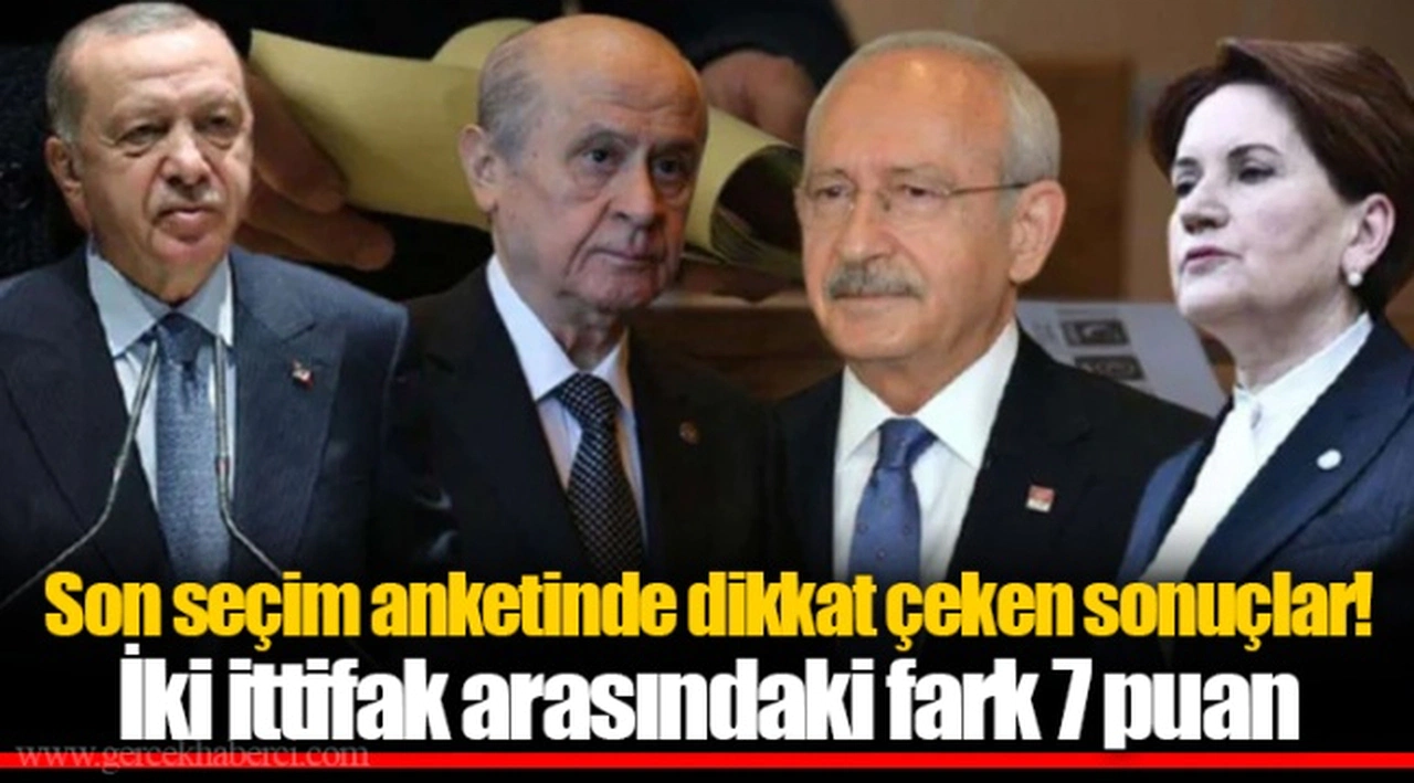 Son seçim anketinde dikkat çeken sonuçlar! İki ittifak arasındaki fark 7 puan