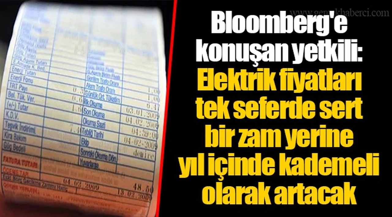 Bloomberg'e konuşan yetkili: Elektrik fiyatları tek seferde sert bir zam yerine yıl içinde kademeli olarak artacak
