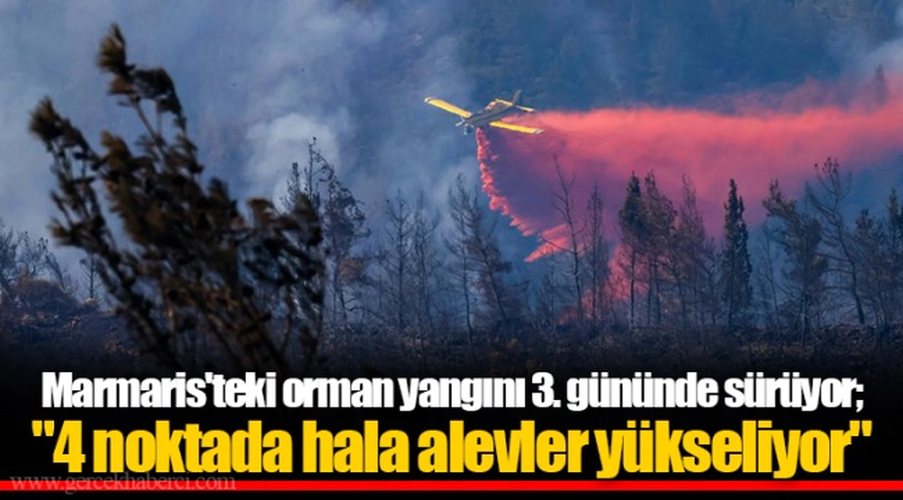 Marmaris'teki orman yangını 3. gününde sürüyor; "4 noktada hala alevler yükseliyor"