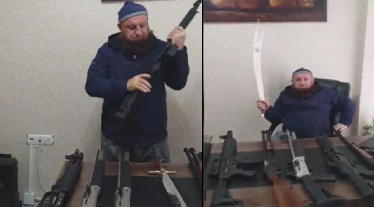 Silah ve kılıçla poz veren Rizeliler Derneği Başkanı Ahmet Sivri gözaltına alınıp serbest bırakıldı