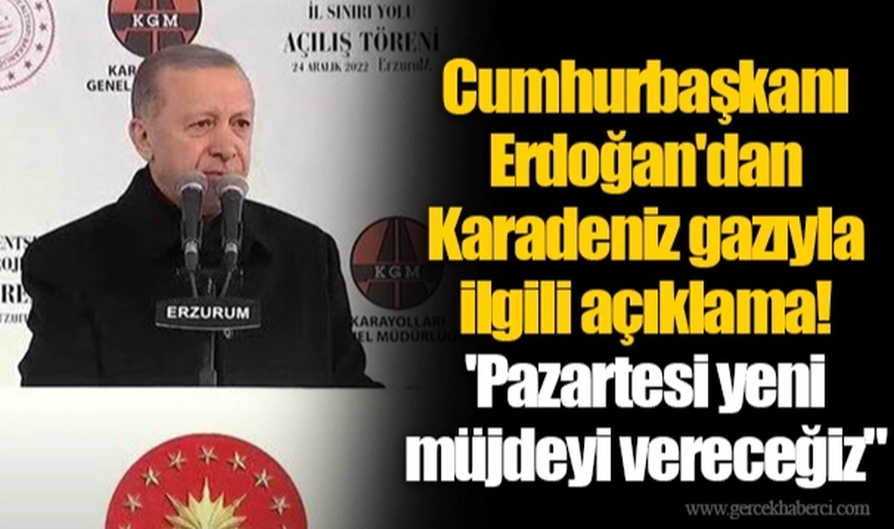 Cumhurbaşkanı Erdoğan'dan Karadeniz gazıyla ilgili açıklama! 'Pazartesi yeni müjdeyi vereceğiz"